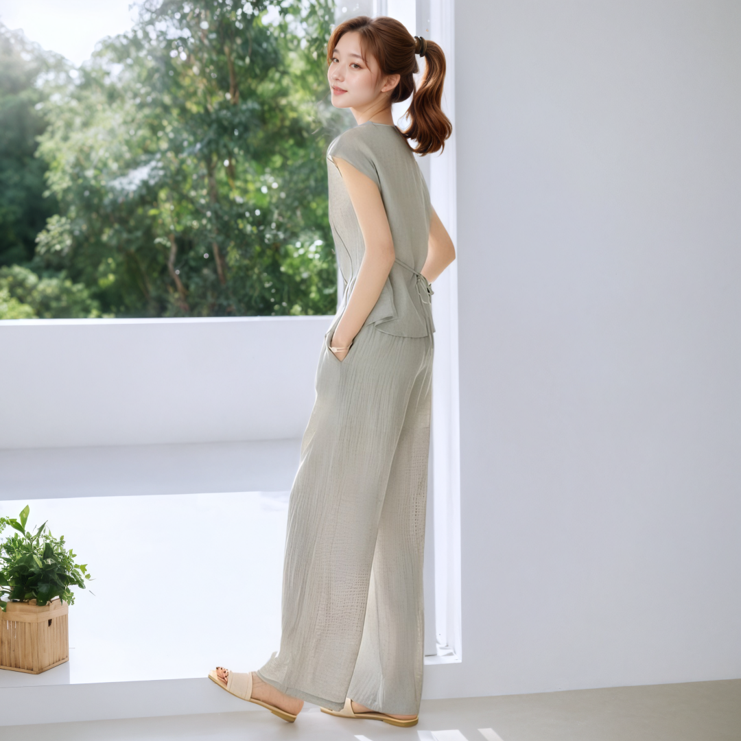 2026 Summer New Korean Style Fashion Sleeveless Shirt Top and Pants Two-Piece Set Women - Image 2