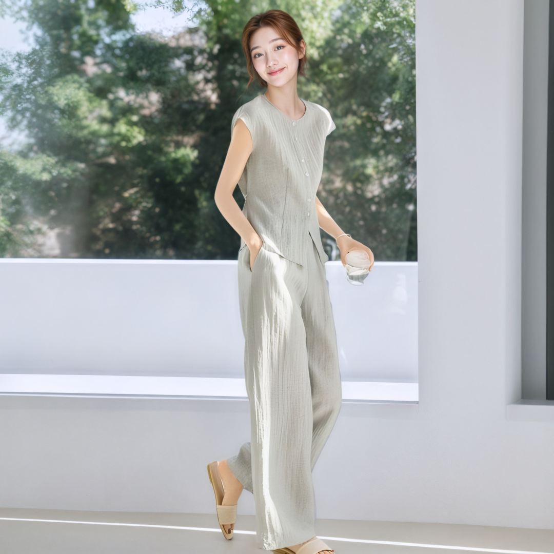 2026 Summer New Korean Style Fashion Sleeveless Shirt Top and Pants Two-Piece Set Women - Image 4