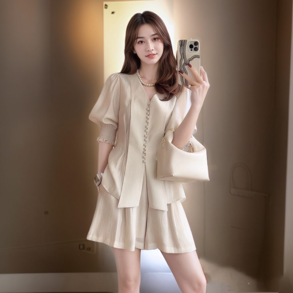 French Style Summer Wide-Leg Two-Piece Set for Women