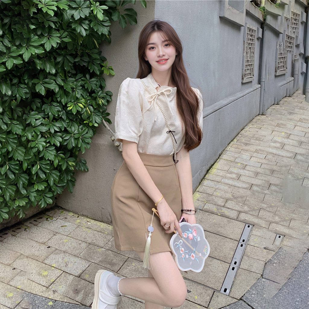 Women's Summer Two-Piece Set with Short Sleeve Top and Shorts - Style 476ea5