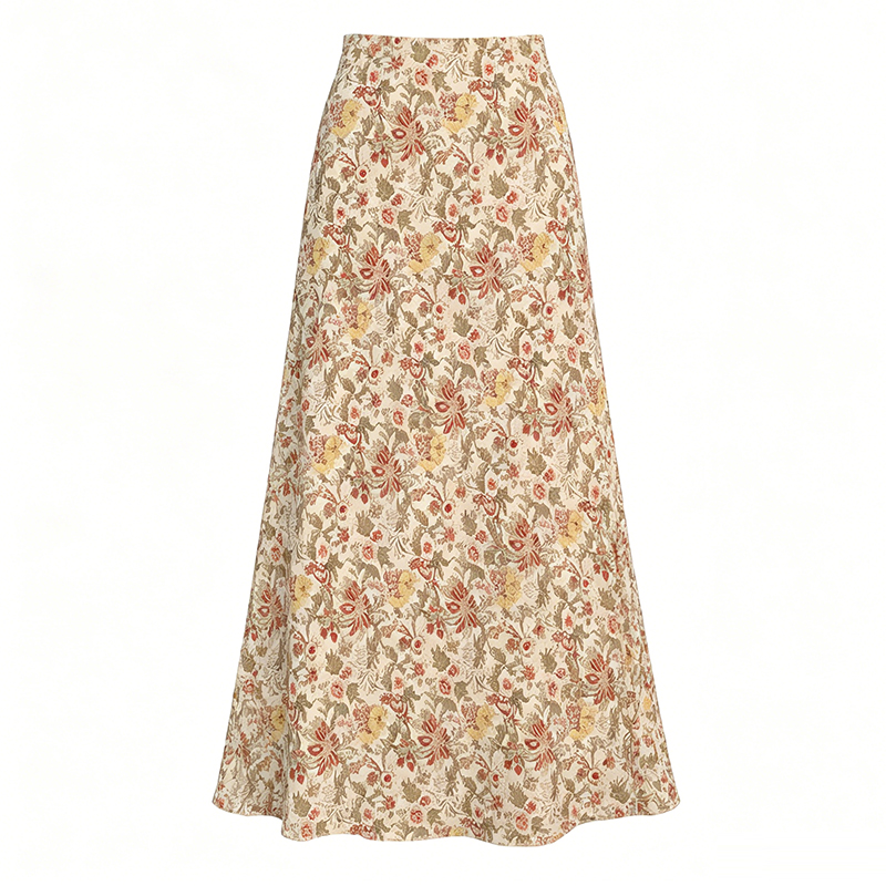 Women Summer Floral Mermaid Skirt High Waist A-Line Long Skirt - Image 5