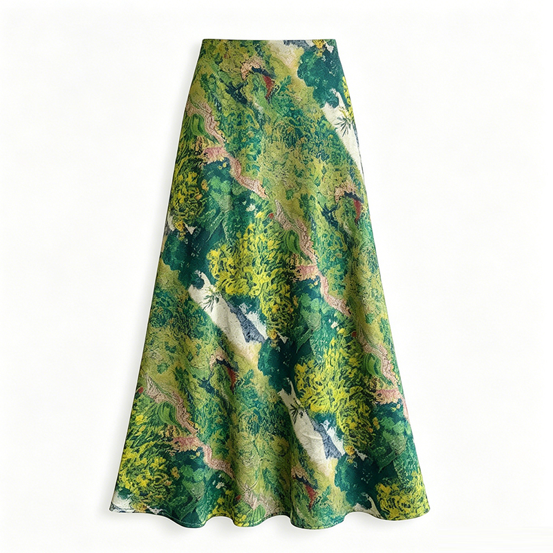 Elegant High-Waist Mermaid Skirt with Print and Drape - Image 5