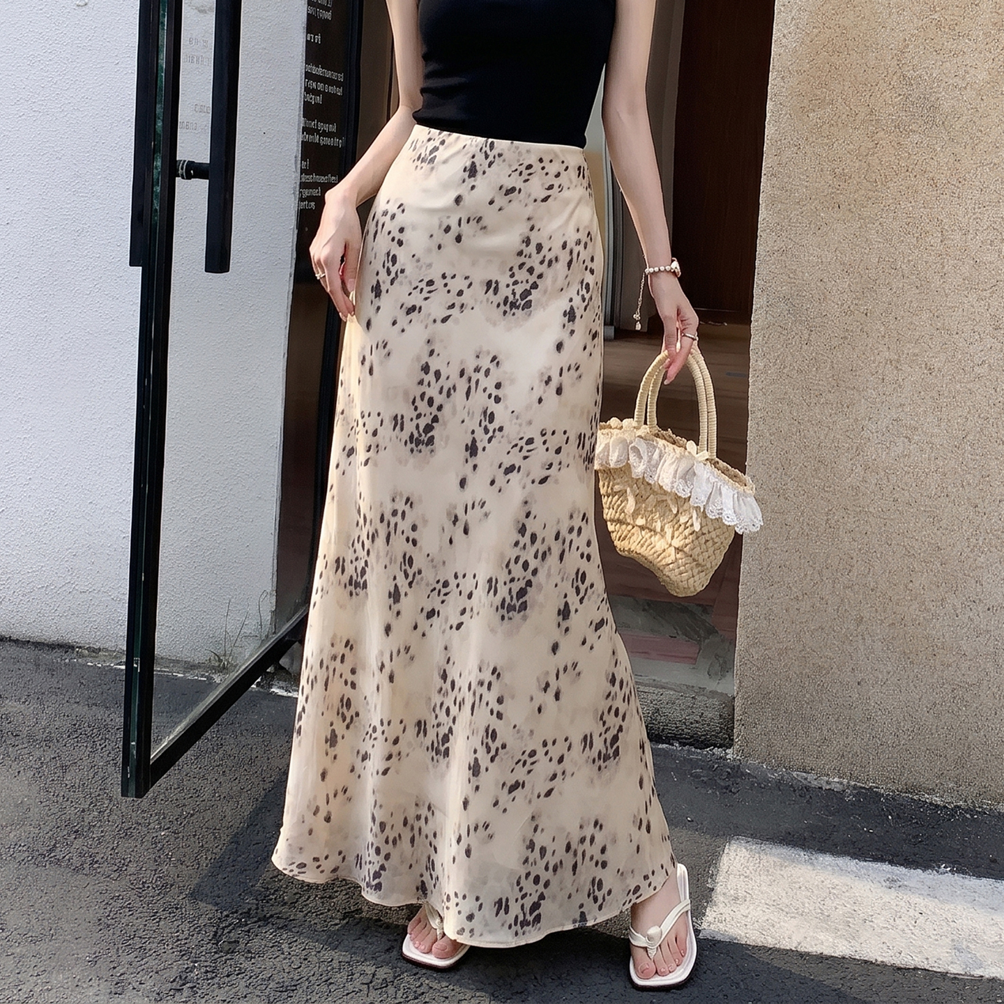 Women's A-Line Mermaid Leopard Print Skirt 2026 Summer Slimming High Waist Long Skirt - Image 2