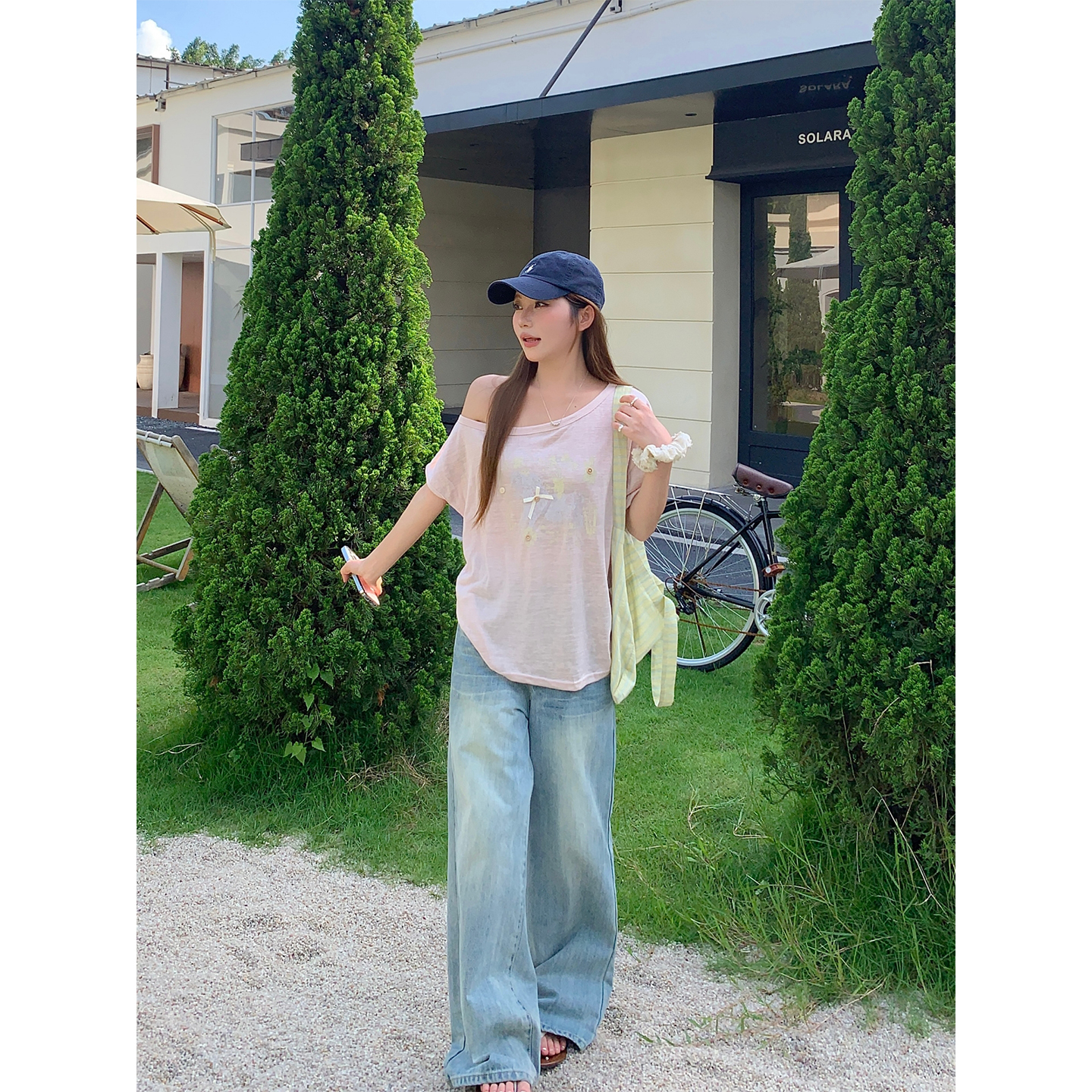 Women's Off-Shoulder Graphic Print Short Sleeve T-Shirt Summer Loose Fit Top - Image 5